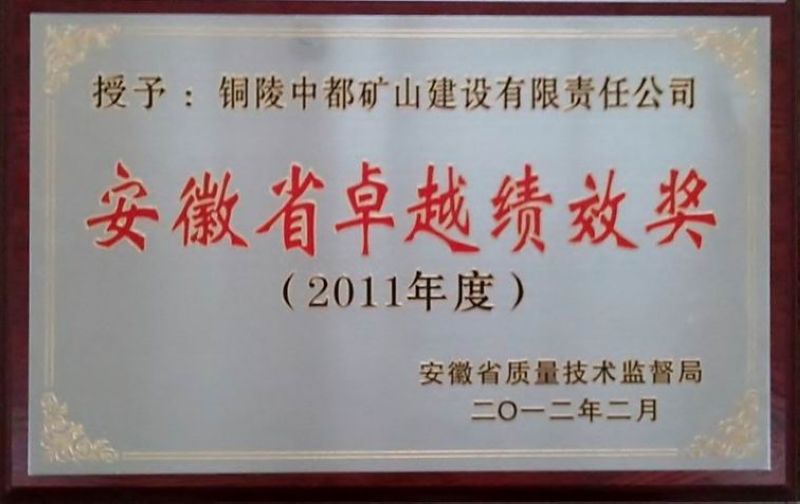 2011年度安徽省卓越绩效奖